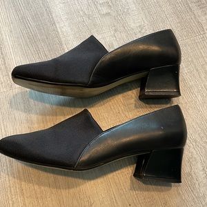 NATURALIZER Black Leather & Fabric Short Heel Shoes Size 6.5W